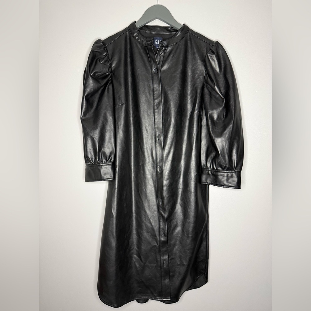 GAP Women's Elegant Black Faux Leather Jacket